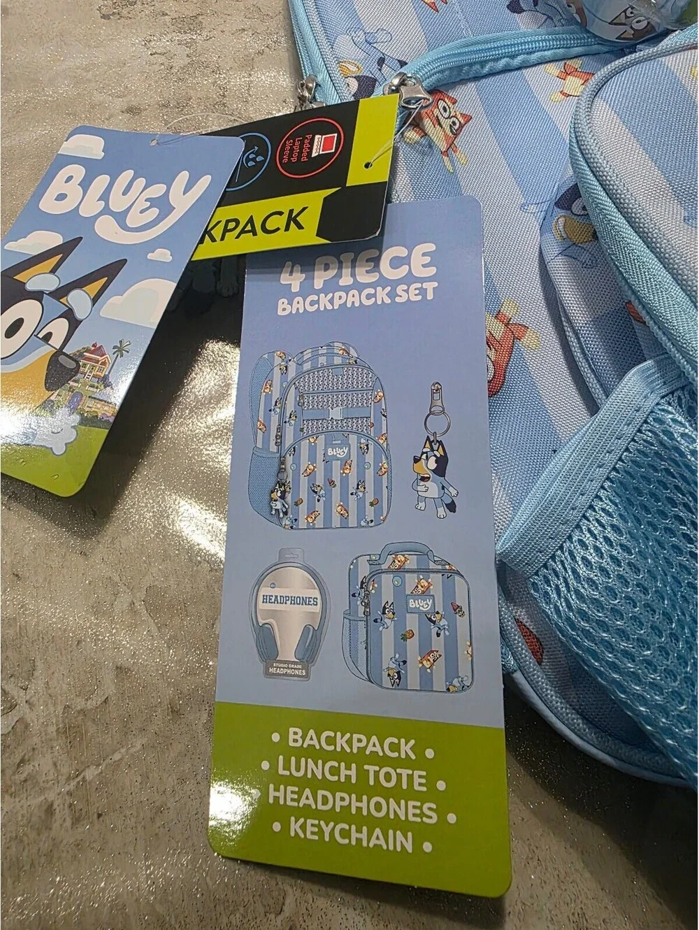 Bluey 4 Piece Kids Backpack Set with Lunch Tote and Headphones